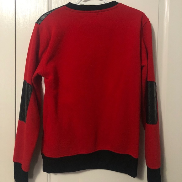 Red + Leather Black Sweatshirt - Picture 2 of 3